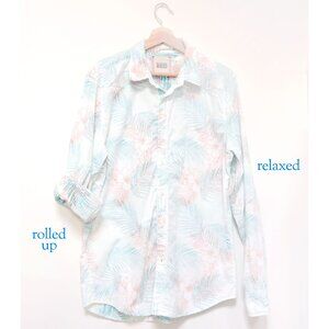 Men's Reversible Floral Leaf Button Down Shirt by Vintage RED